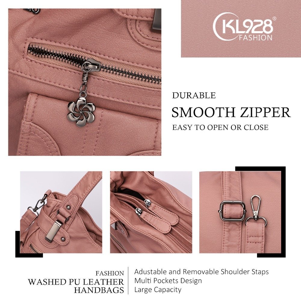 Fashion Ladies Soft Leather Portable Messenger Bag Crossbody Bags For Women Zipper Pocket Soft Casual Tote - Image 9
