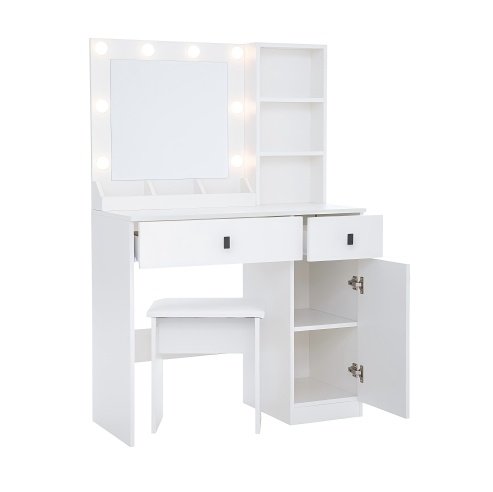 Vanity Desk With Lights, Vanity Set With Mirror, Makeup Vanity Desk With Large Drawers Three Level Storage Dreeser, VanitysVanities With 3 Lights Brightness Adjustable For Bedroom, White - Image 2