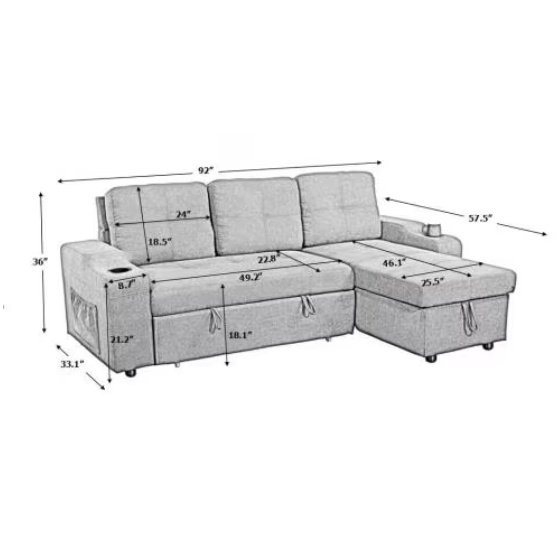 Convertible Sectional Sofa With Armrest Storage - Image 5