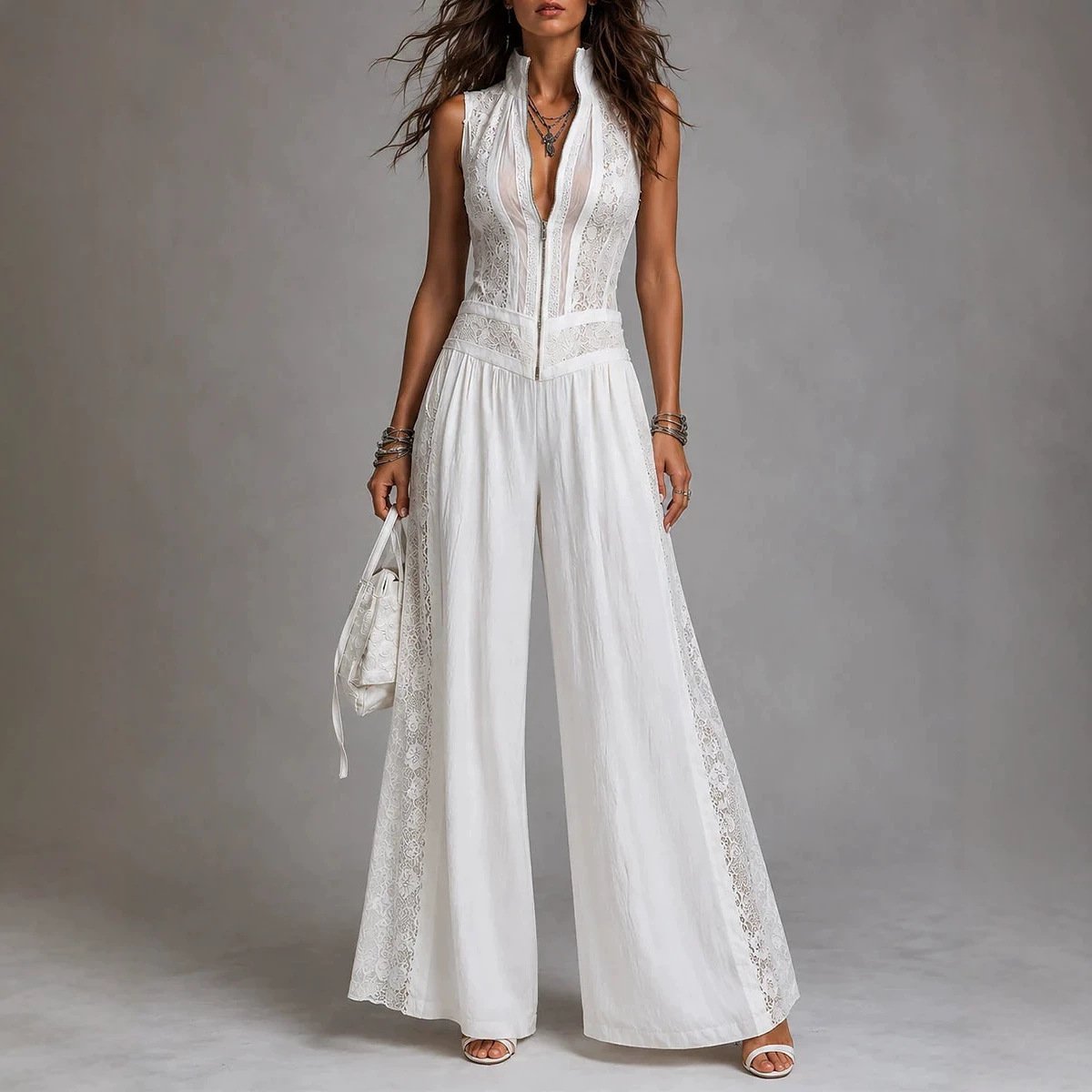 Wide-leg Jumpsuit With Side Cutouts
