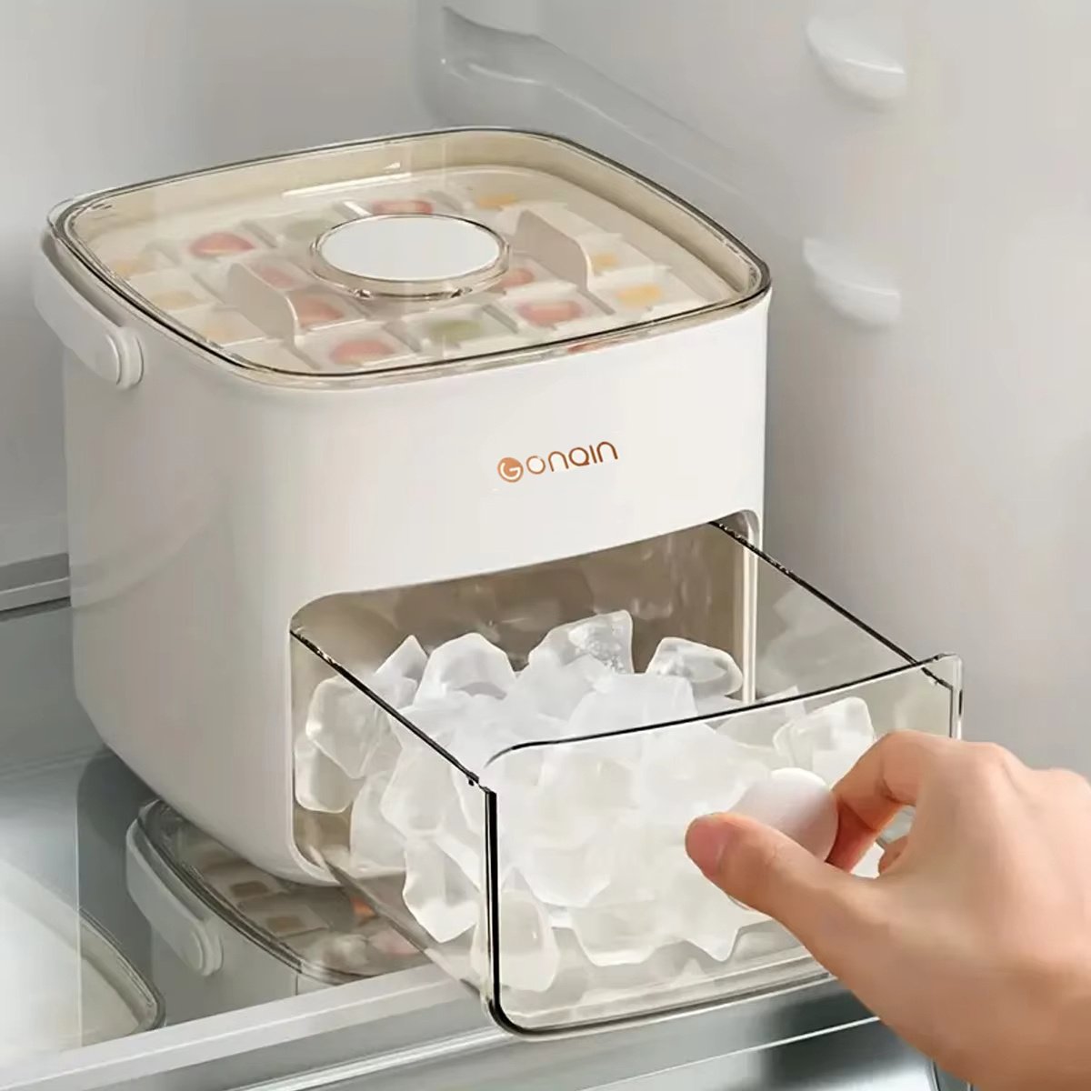 Easy-Press Lid Ice Maker Ice Storage Box