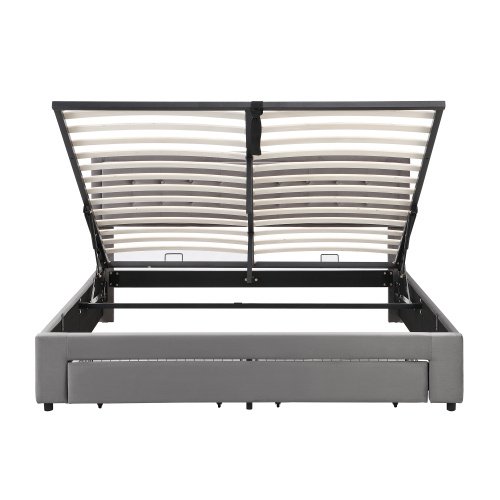 Upholstered Bed,Super King Size Bed-6ft180x200cm, Velvet Fabric, Double Bed, Large Storage Space,With Slats And Headboard,Without Mattress,Grey - Image 7