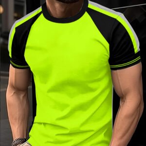 Men's Striped Color-Block Crewneck Short-Sleeve Shirt