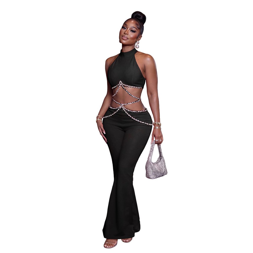 Belt With Sparkling Full-rhinestone Waist Chain And Pants Set - Image 5