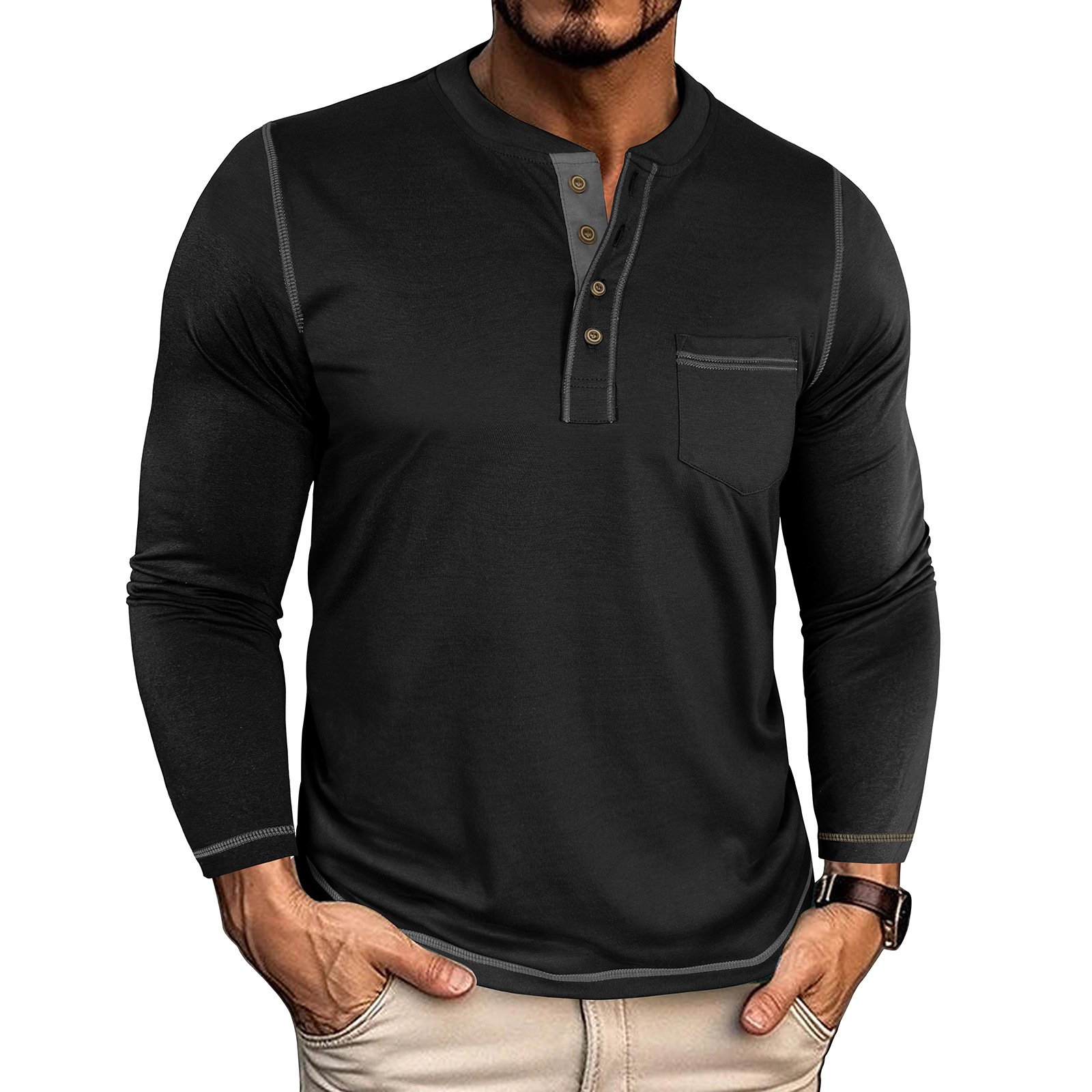 Men's Henley Pocket With Long Sleeves - Image 8