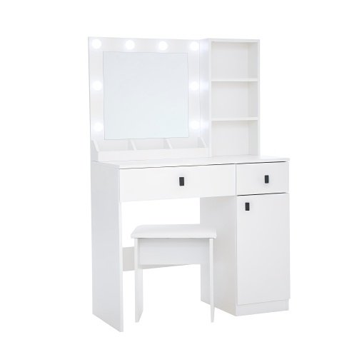 Vanity Desk With Lights, Vanity Set With Mirror, Makeup Vanity Desk With Large Drawers Three Level Storage Dreeser, VanitysVanities With 3 Lights Brightness Adjustable For Bedroom, White - Image 5