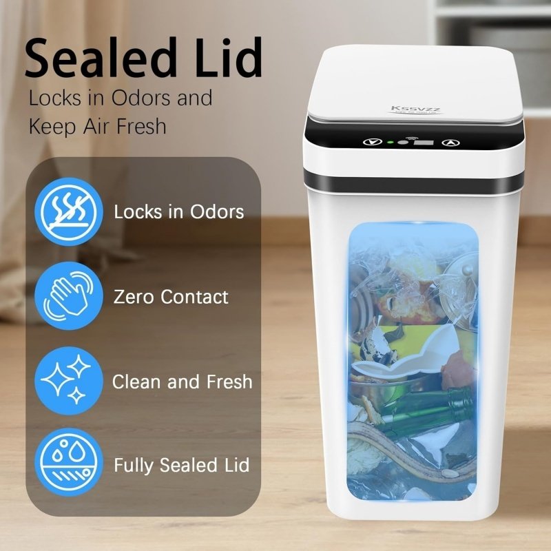 12L Smart Trash Bin Rubbish Motion Sensor Touchless Bathroom Odourles Toilet Can - Image 10