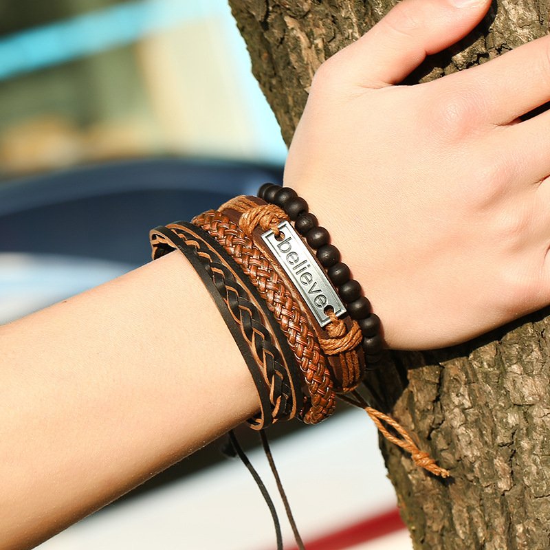 Believe Suit Men's Leather Bracelet - Image 3