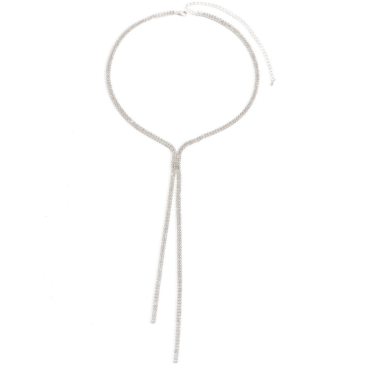 European And American Fashion Simple Full-Diamond Tassel Necklace Super Shiny High-End Sweater Chain Unique Temperament Minimalist Style Jewelry - Image 3