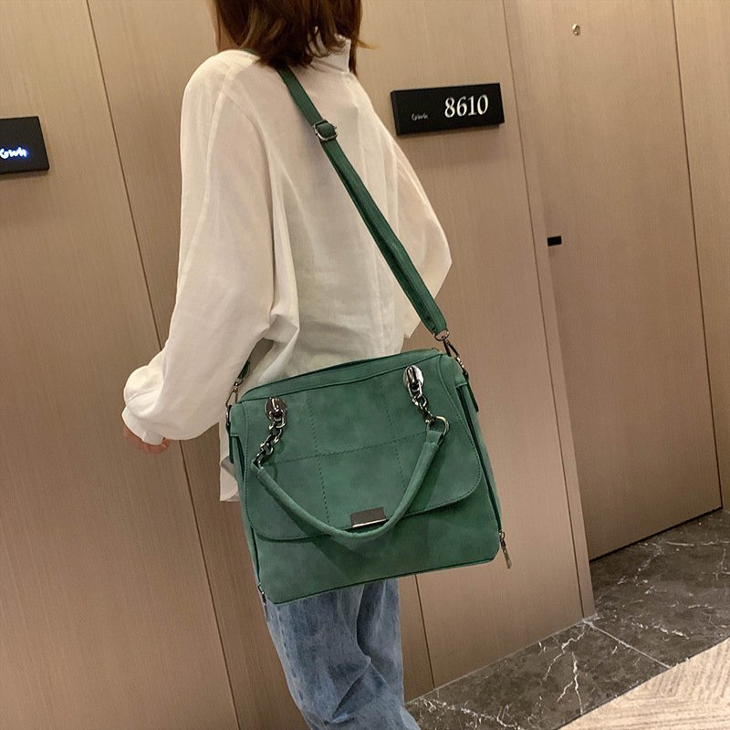 Matte Women Scrub Female Shoulder Bags Large Capacity Matcha Green PU Leather Lady Totes Boston Bag for Travel Hand Bags - Image 3