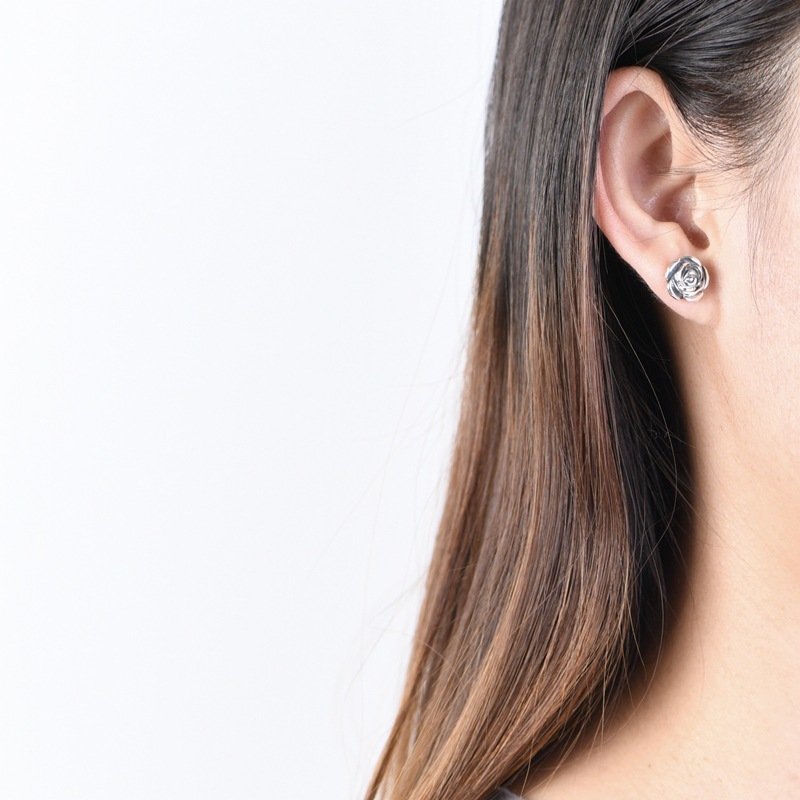 Silver Stud Earrings Chic And Minimalist Instagram-style Rose Flower Ear Accessories - Image 3