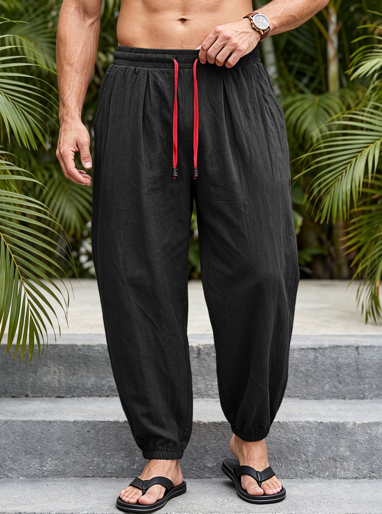 Men's Loose-Fit Plus-Size Drawstring Pants - Image 5