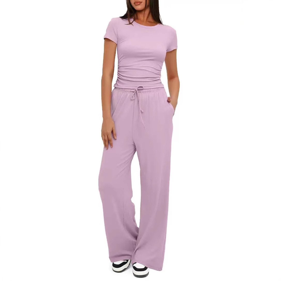 Two-Piece Casual Set With Wide-Leg Pants - Image 3