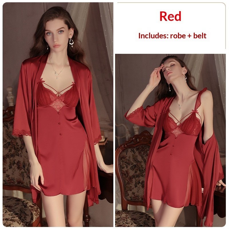Backless Sleep Dress And Robe Set - Image 3