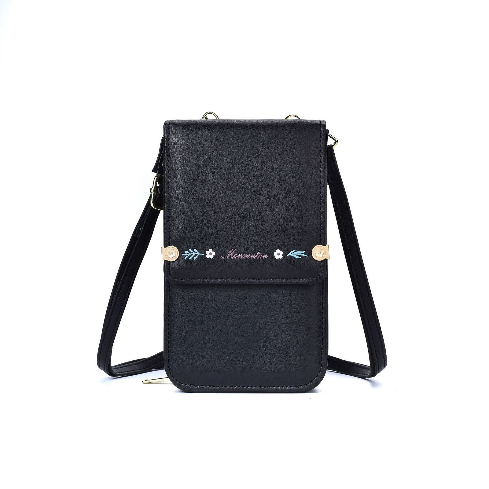 Flowers Embroidery Mobile Phone Bags For Women Ins Fashion Crossbody Shoulder Bag Ladies Long Wallet - Image 7