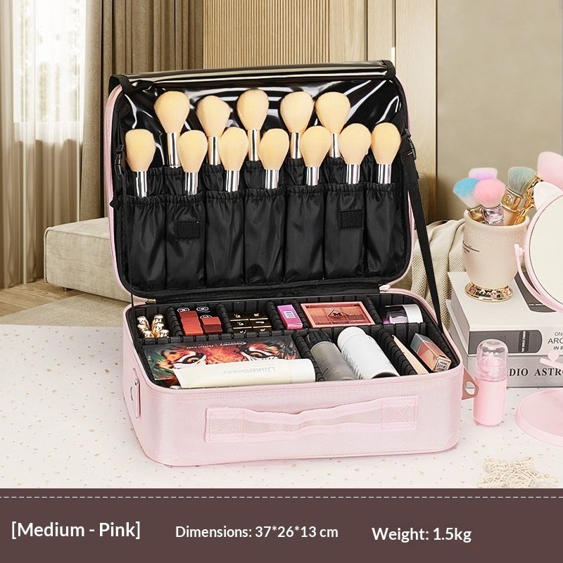 Large Capacity Makeup Bag, Multi-layer Embroidered Nail Art And Makeup Artist Makeup Storage Bag, Handheld Portable Toolbox Bag - Image 4