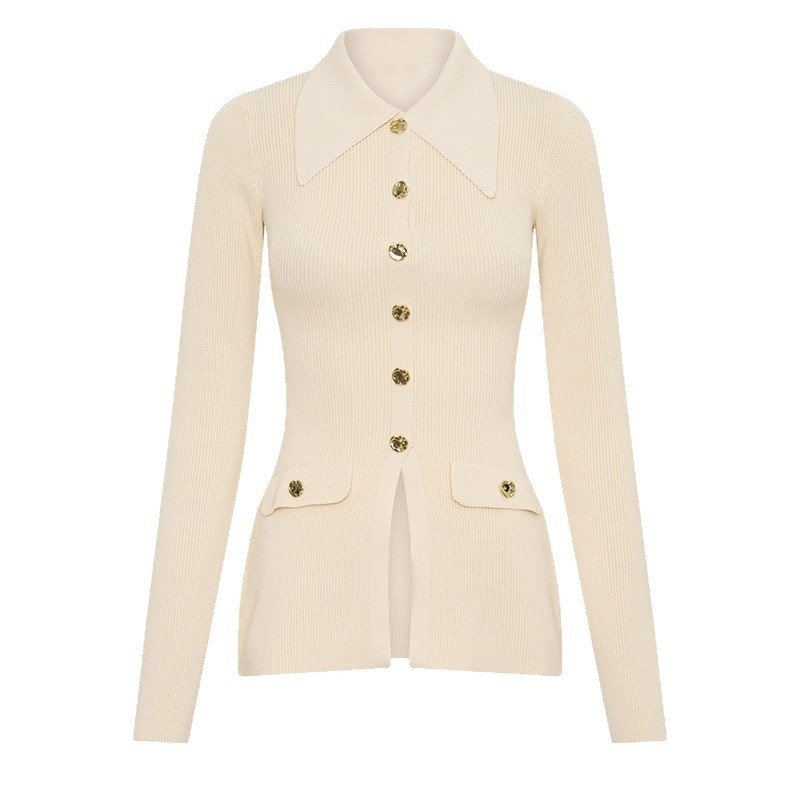 Neck Buttoned Long-Sleeve Pantsuit - Image 5