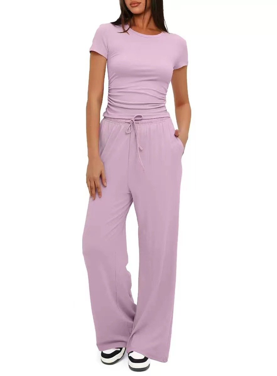 Two-Piece Casual Set With Wide-Leg Pants - Image 7