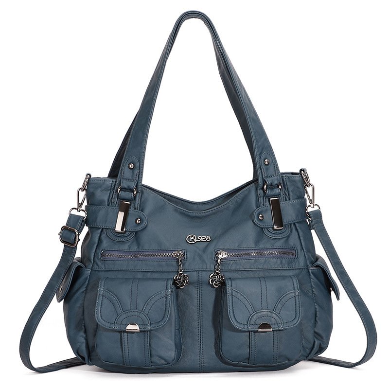 Fashion Ladies Soft Leather Portable Messenger Bag Crossbody Bags For Women Zipper Pocket Soft Casual Tote - Image 6