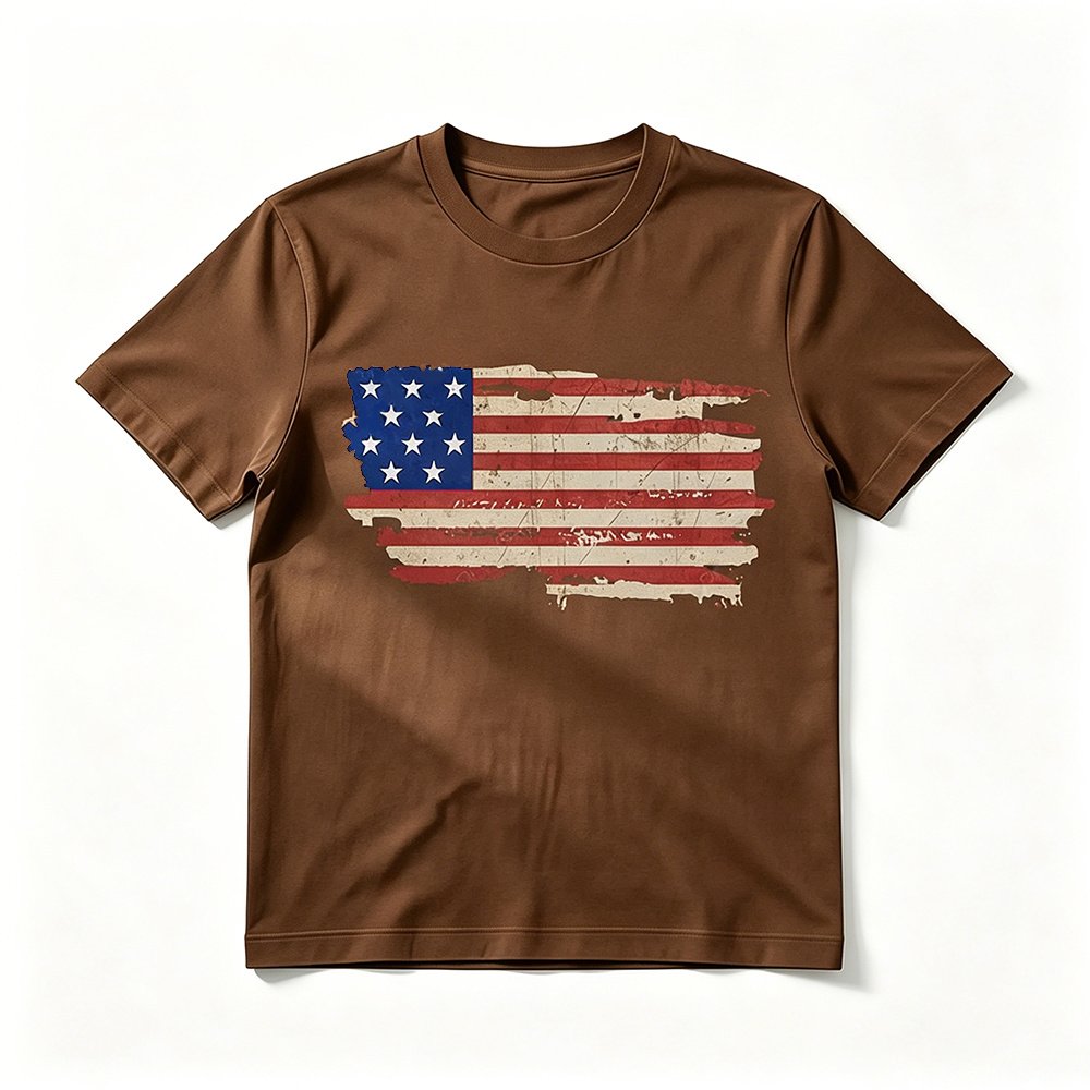 Flag-print Crew-neck Short-sleeve T-shirt - Image 2