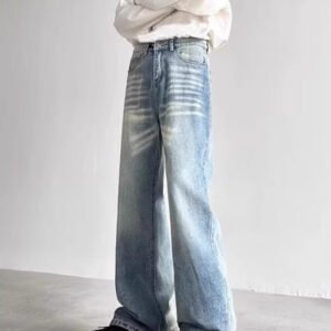 Distressed Loose Straight-leg Pants