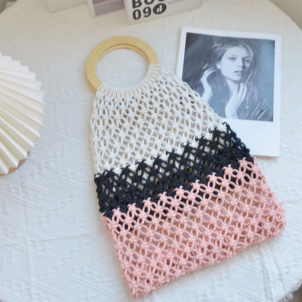 New Coarse Cotton Rope Woven Bag Handbags Women Fashion Casual Vacation Beach Tote Bag Simple Straw Shoulder Bags Summer Personality Sense Of Luxury Simple Small Tote For Women - Image 4