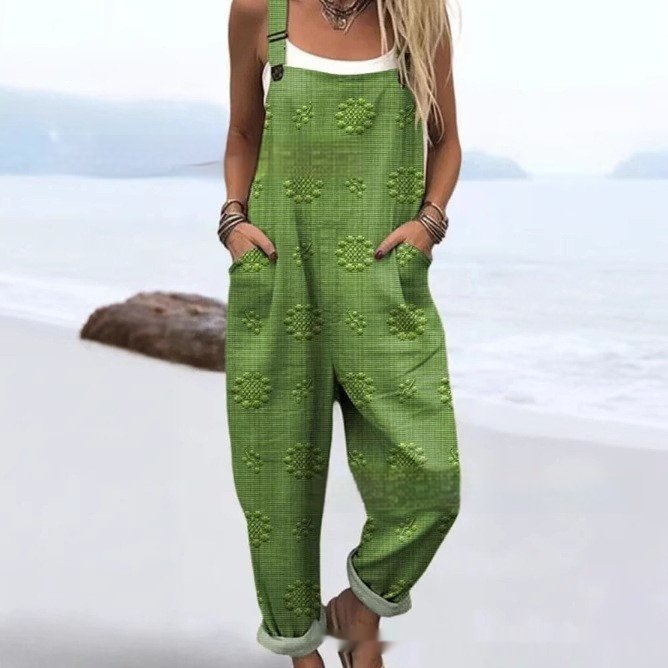 Printed Button Suspender Jumpsuit - Image 10