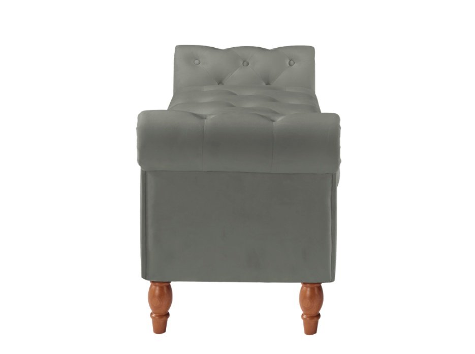 Velvet Multifunctional Storage Rectangular Sofa Stool - Grey - Image 2