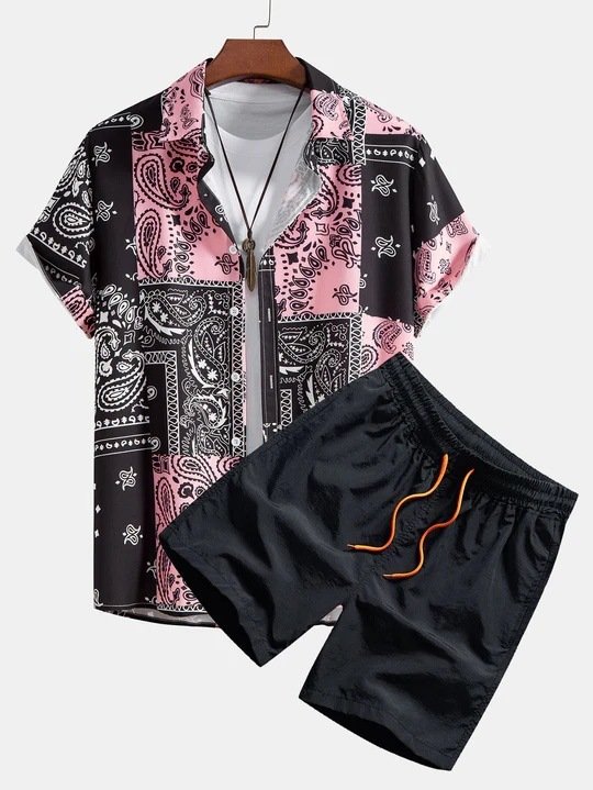 Casual Men's Print Shirt Set - Image 4