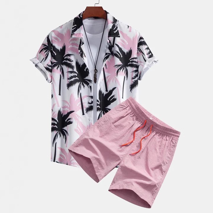 Casual Men's Print Shirt Set