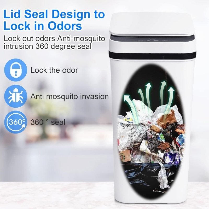 12L Smart Trash Bin Rubbish Motion Sensor Touchless Bathroom Odourles Toilet Can - Image 3