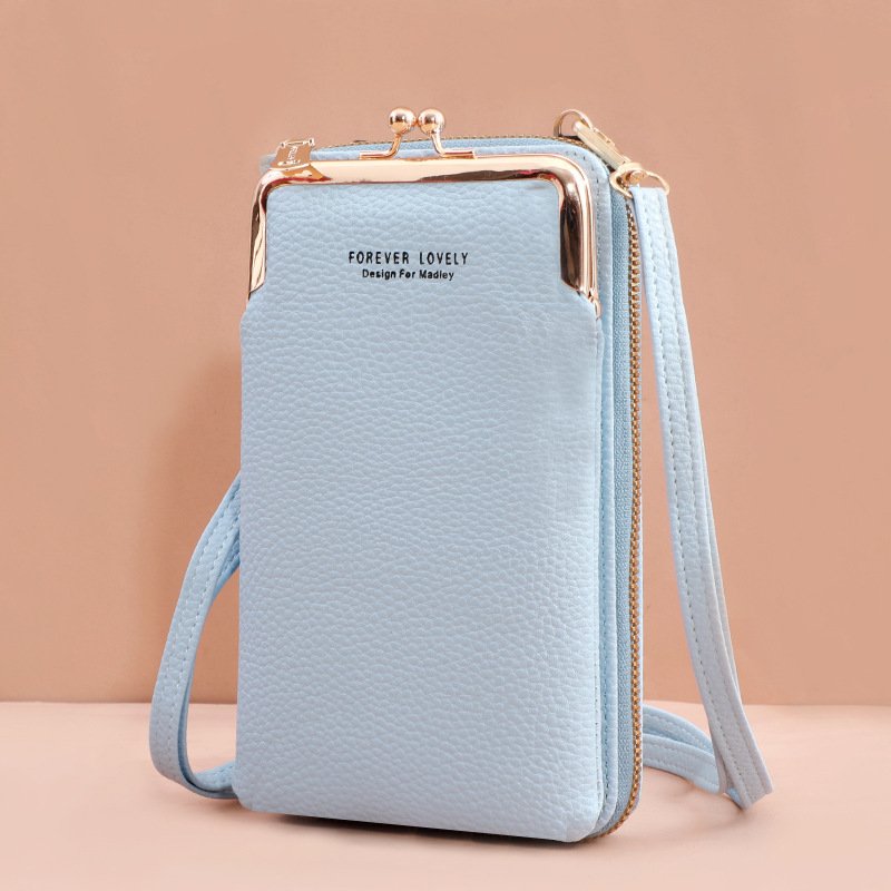 Mobile Phone Bag With Lock Design Korean Style Fashion Lychee Pattern Crossbody Bags For Women - Image 5