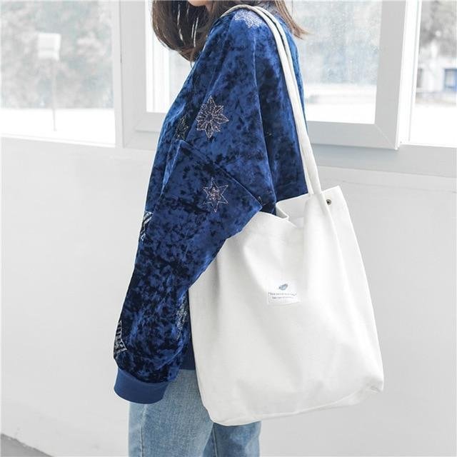 Women's Shopping Bag Large Ladies Canvas Shoulder Bags Tote Shopper Eco Reusable Bag Cotton Cloth Handbag For Women - Image 6