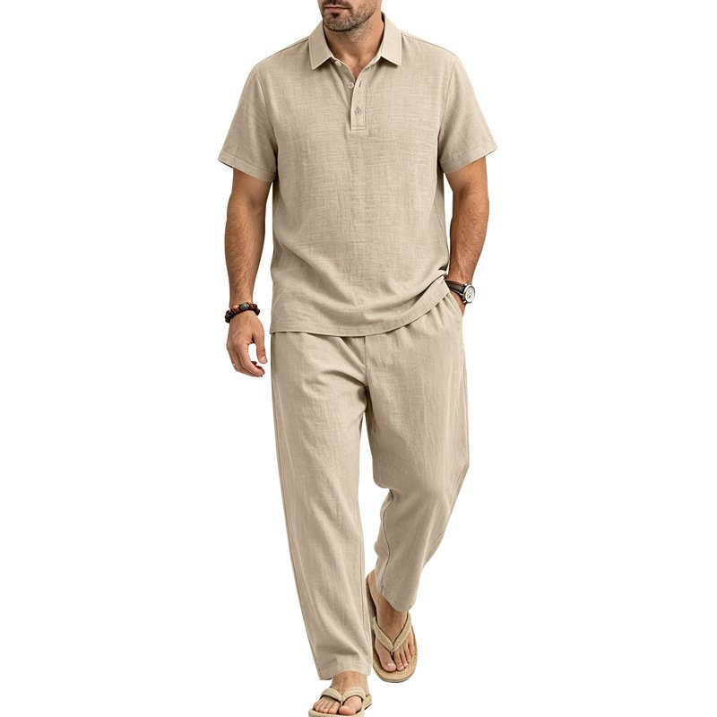 Men's Linen Short-sleeve Top And Trousers Set - Image 10