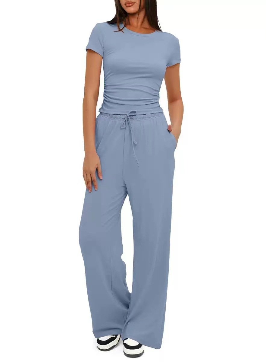 Two-Piece Casual Set With Wide-Leg Pants - Image 9
