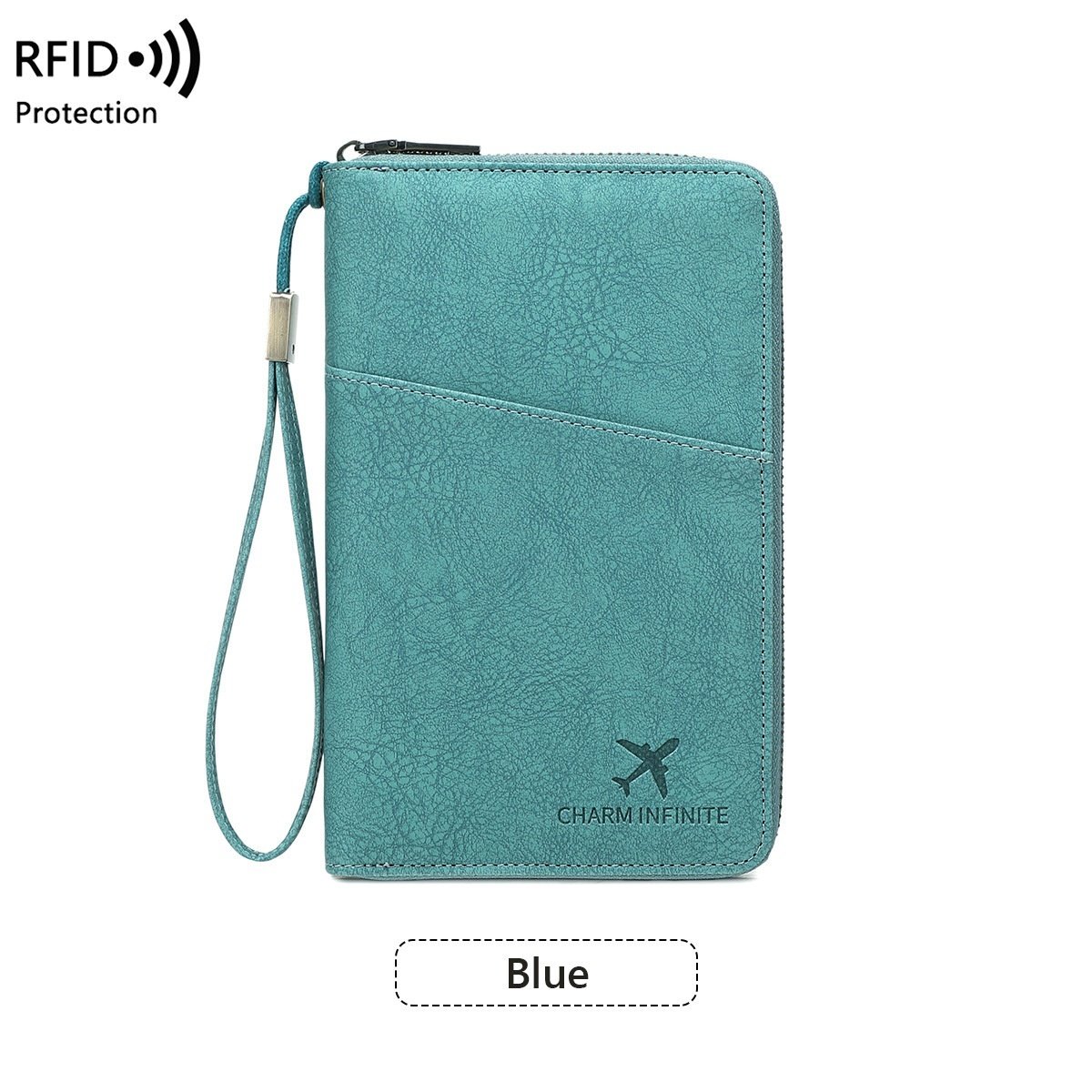Cross-border RFID-blocking Passport Holder Long-style Zippered Passport Case Multi-functional Travel Document And Ticket Organizer - Image 10
