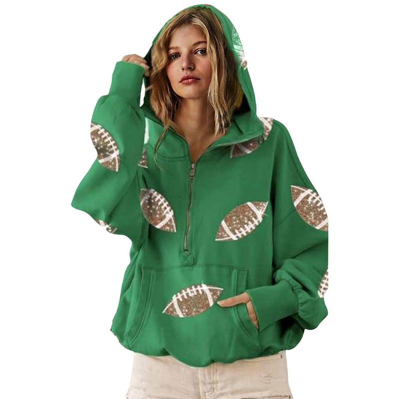 Cross-border European Style Women's Soccer Digital Printed Hooded Sweatshirt With Long Sleeves And Zipper Collar, Pullover For Women - Image 7