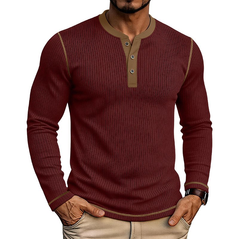 Men's Long-sleeve Henley Sweater - Image 7