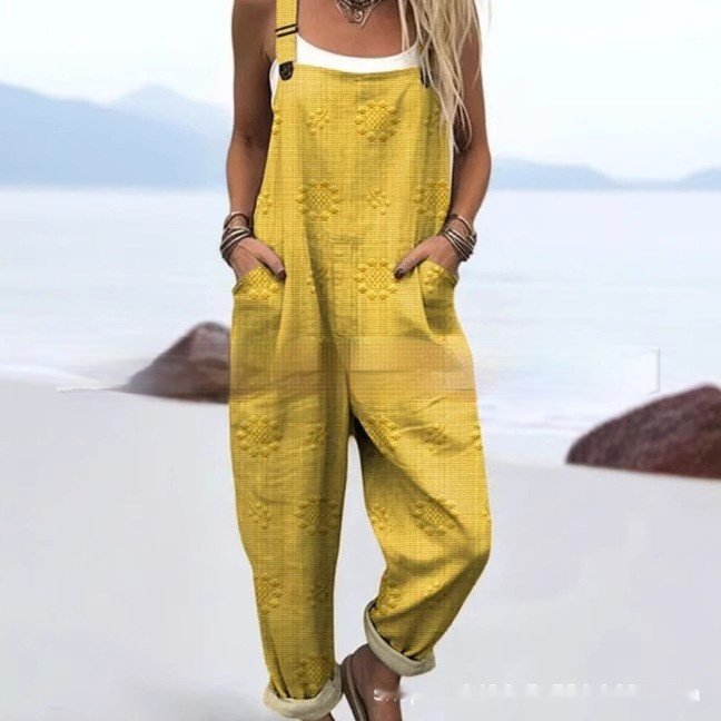 Printed Button Suspender Jumpsuit - Image 7