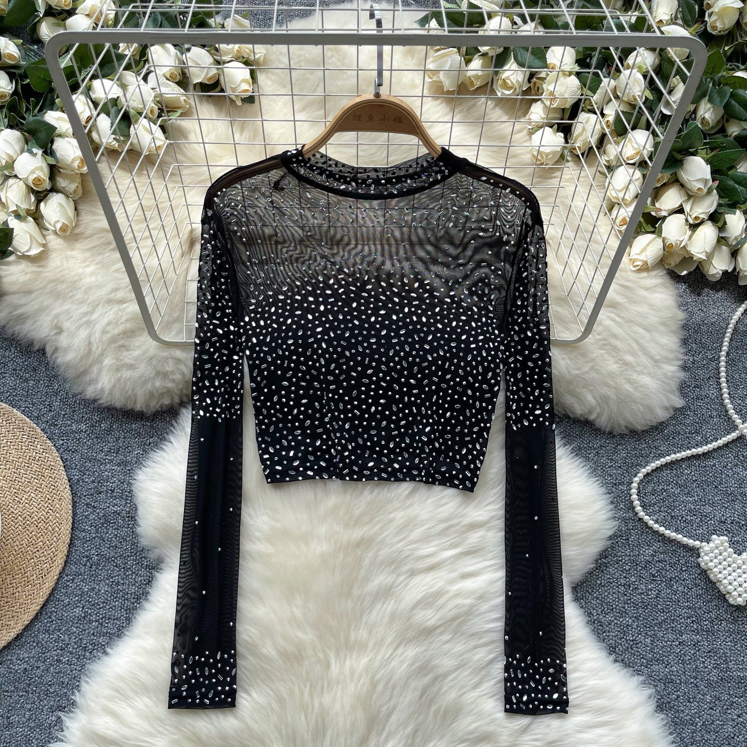 Womens Sexy Sheer Versatile Casual T-shirt - Image 4