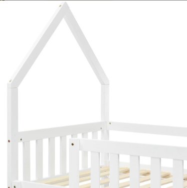 Bunk Bed, Twin Sleeper Bed With Ladder, Solid Wood Frame 3FT Single Bed, Gaming Bed, Castle-shaped Bed 90 X 190 Cm Children's Bed Room Furniture, Wooden Bed Frame For Kids Children White - Image 8