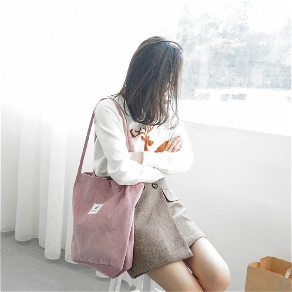 Women's Shopping Bag Large Ladies Canvas Shoulder Bags Tote Shopper Eco Reusable Bag Cotton Cloth Handbag For Women - Image 3