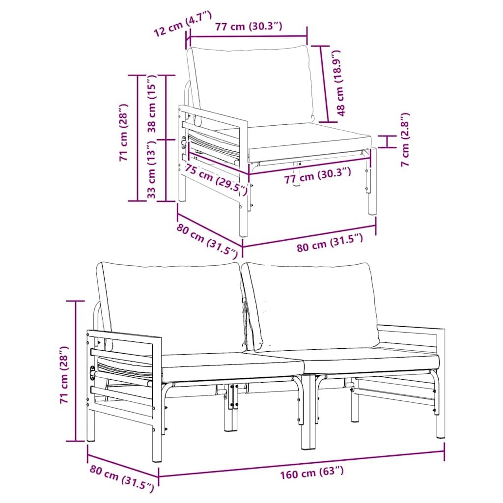 Garden Furniture with Cushions, Anthracite - Image 10