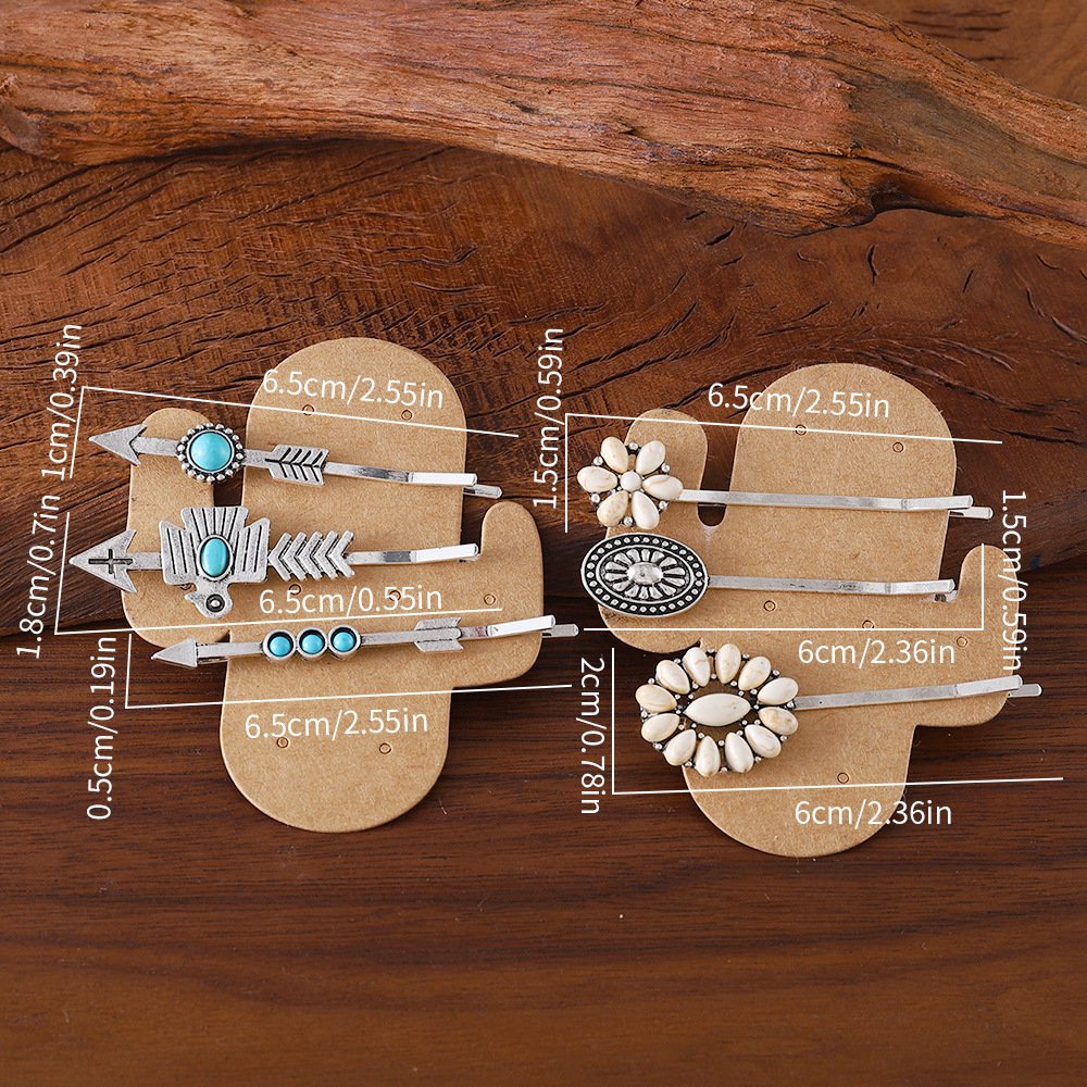 Bohemian Style Turquoise-encrusted Bobby Pin Hair Clip Set, A Popular - Image 5
