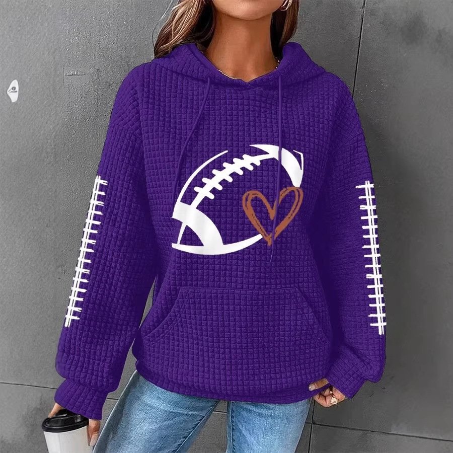 Women's Fashionable Hooded Waffle Sweater