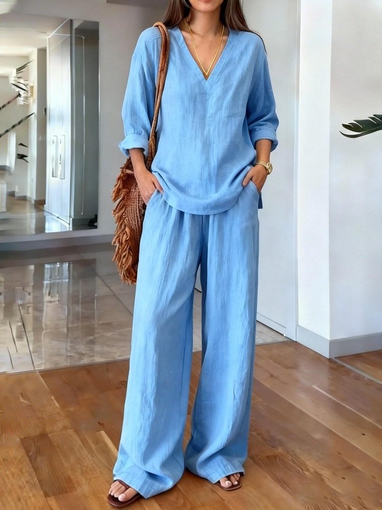 Breathable Wide-Leg Pants Two-Piece Loungewear Set - Image 6