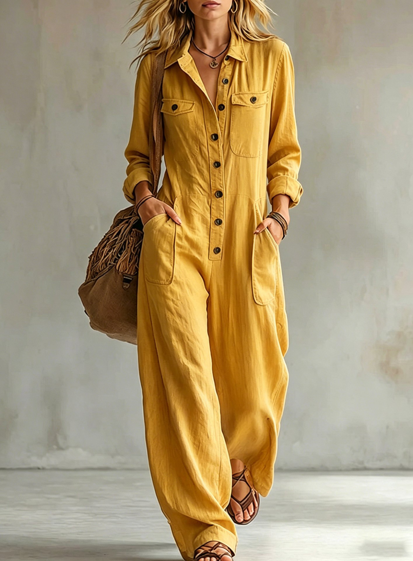 Women's Linen Casual Jumpsuit - Image 6
