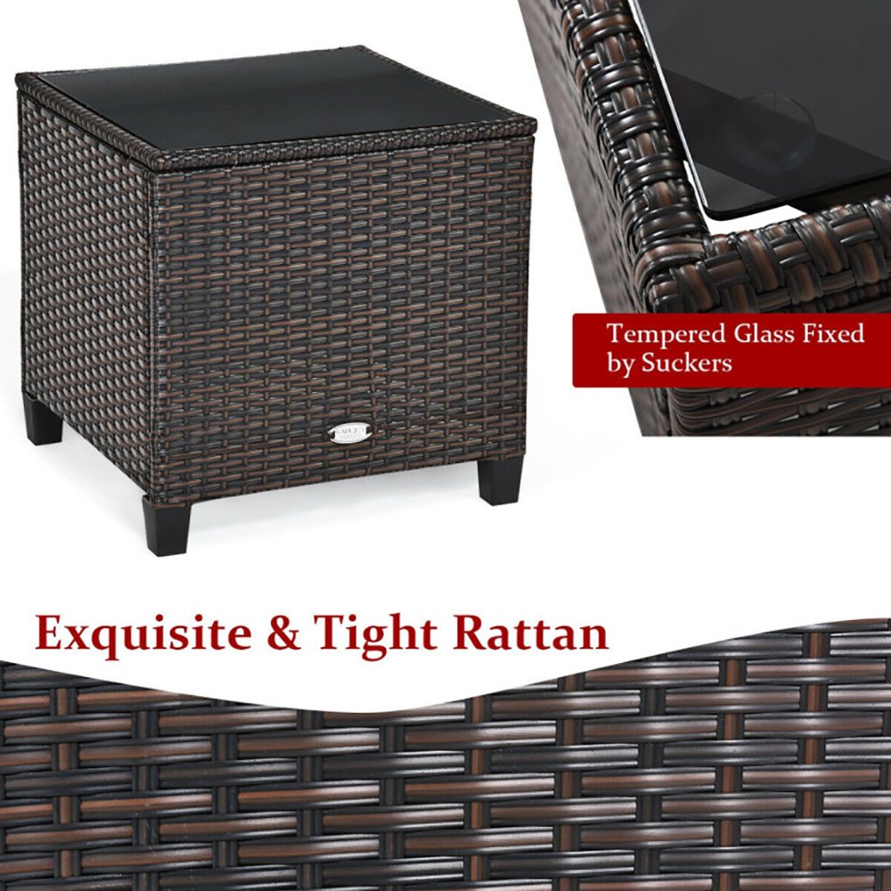 3 Pieces Rattan Patio Furniture Set With Washable Cushion - Image 5