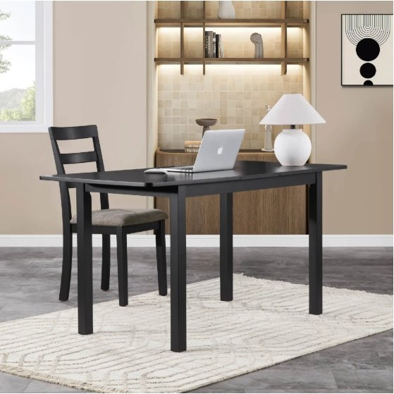 59 Extendable Dining Table, Modern House Dining Room Table For 4-8, Wooden Kitchen Table , Dining Room, Working Office, Home Living Room Furniture For Small Space, Black - Image 3