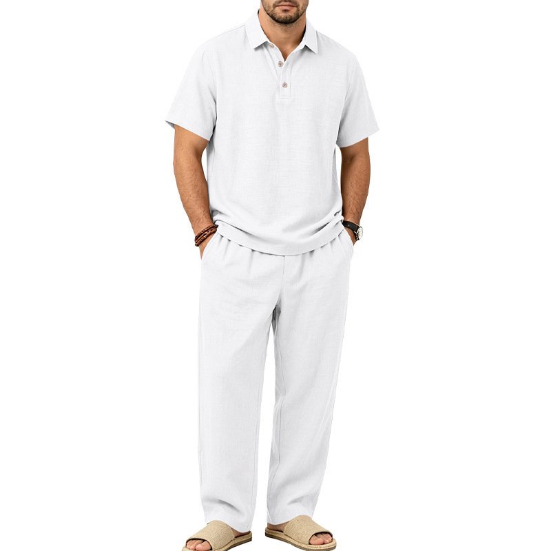Men's Linen Short-sleeve Top And Trousers Set - Image 8